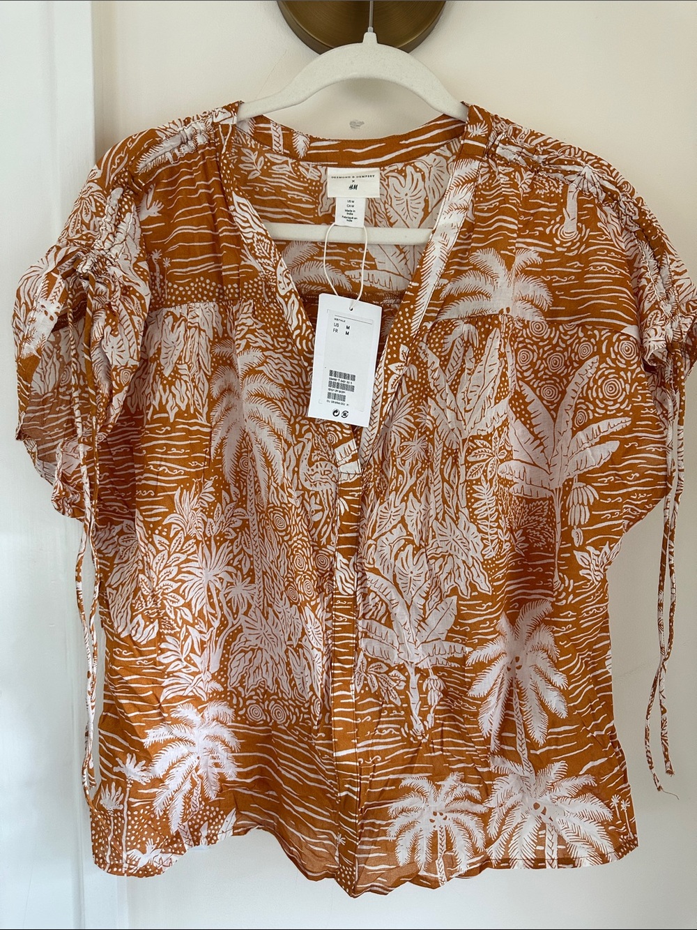 Women's mustard brown tropical Print Blouse
